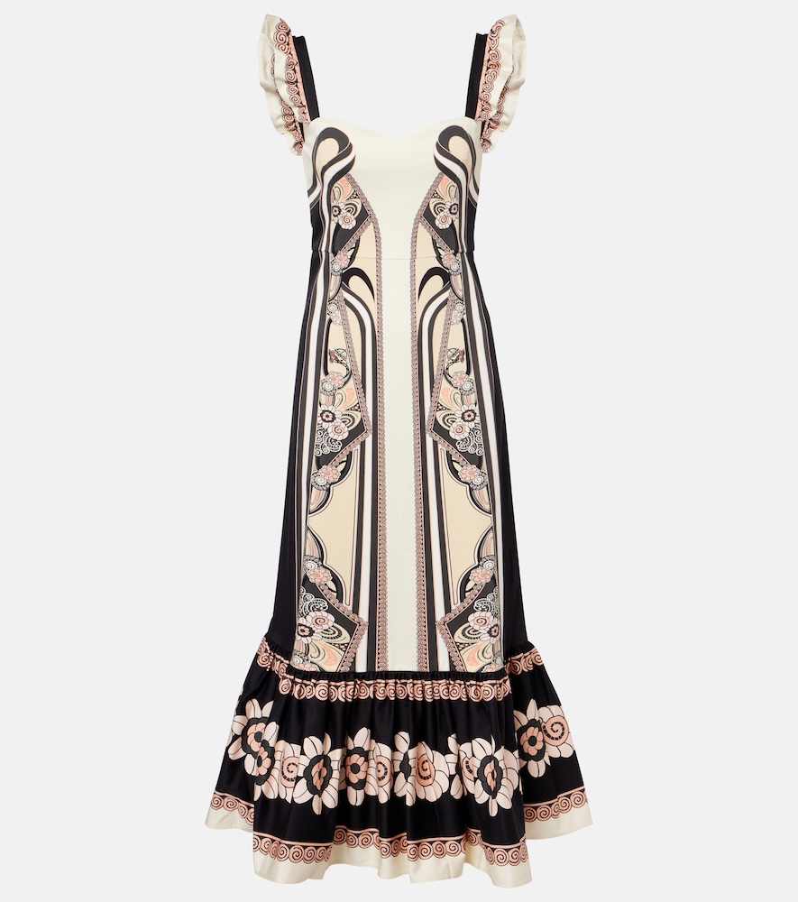 Gingerbread printed cotton-blend midi dress