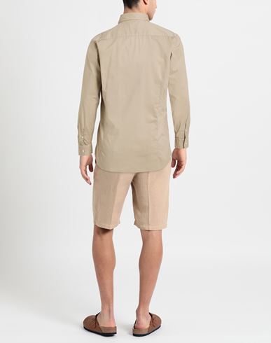Man Shirt Beige Size 16 Cotton, Elastane