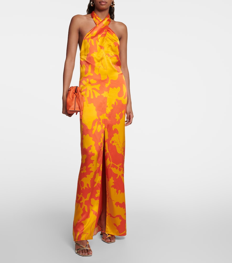 SIR Printed silk maxi dress