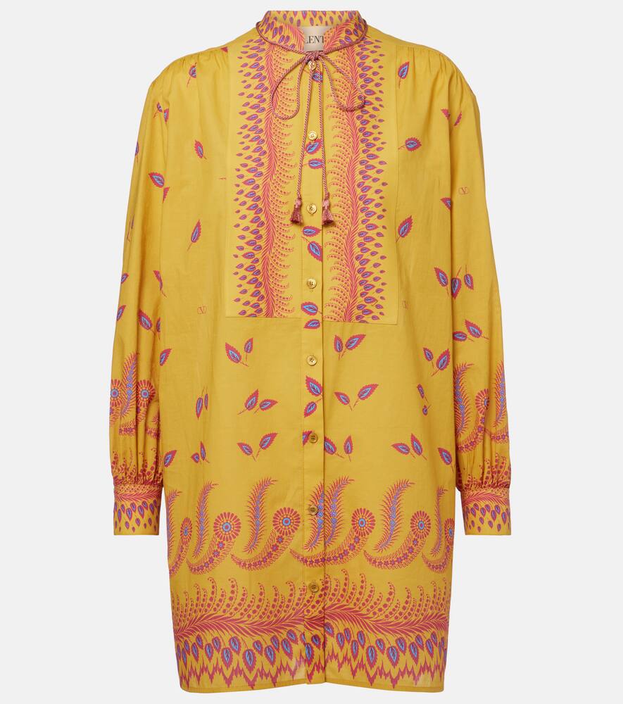 Printed cotton muslin shirt dress