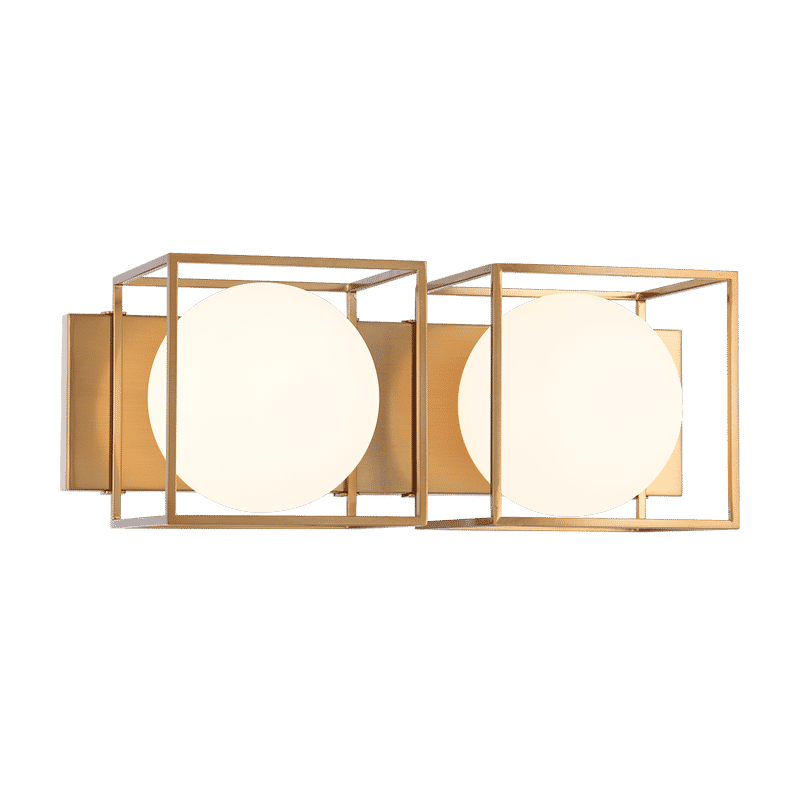 Aged Gold Brass Two Light Wall Sconce from the Squircle Collection