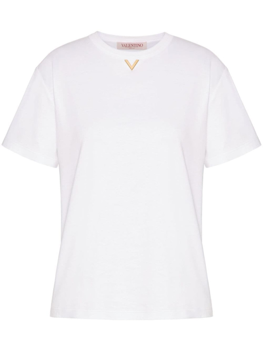 -V Gold T Shirt Bianco-Donna