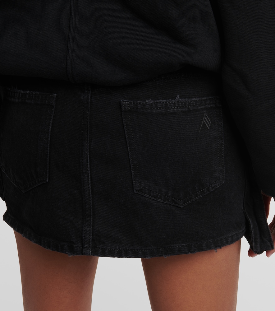 Low-rise cargo denim miniskirt