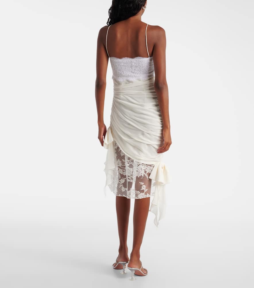 Lace-trimmed silk georgette midi dress