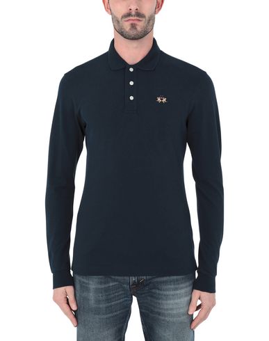 La Martina Man Polo shirt Midnight blue Size L Cotton, Elastane