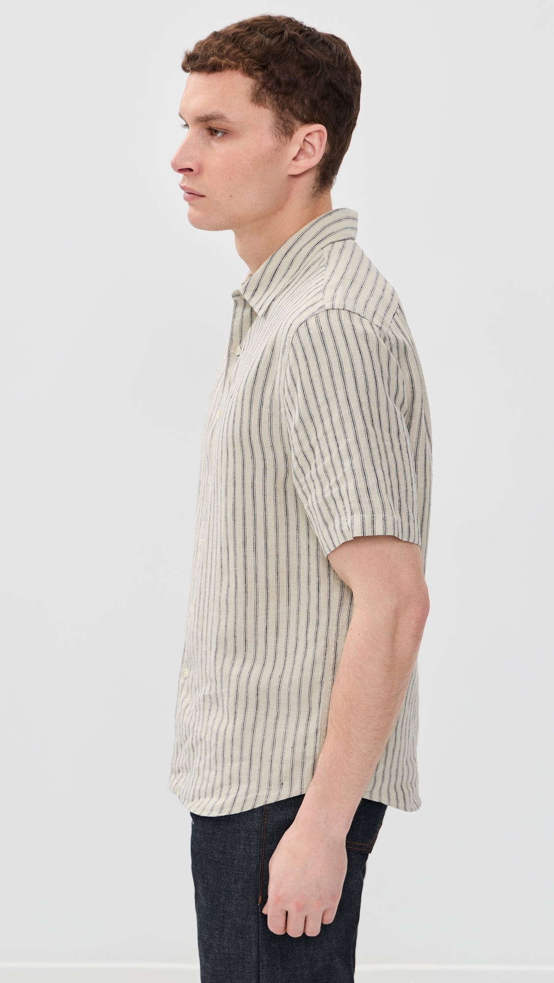Ballston Stripe Short Sleeve Hemp Shirt Parchment/Coastal Stripe
