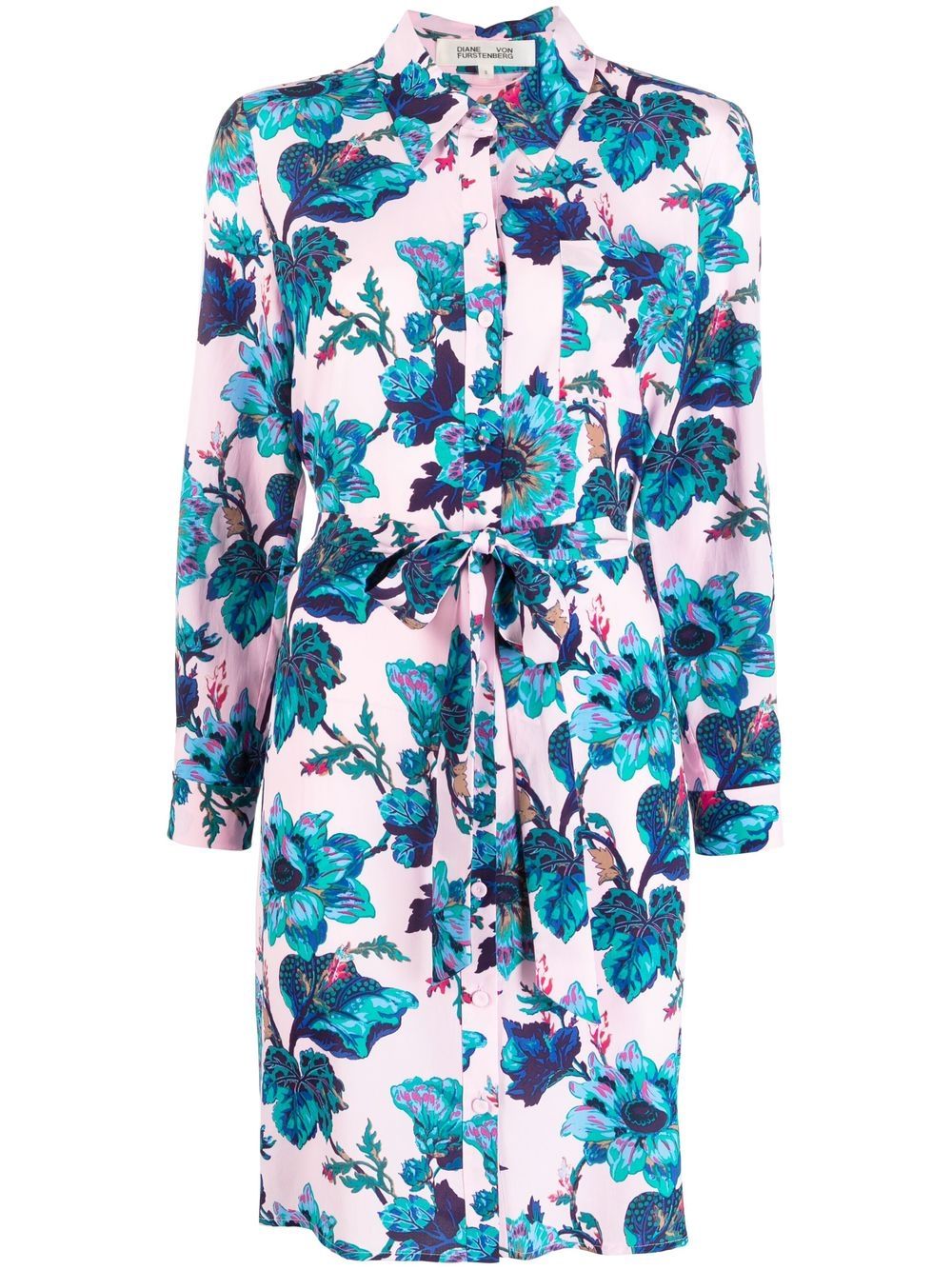 Floral-print long-sleeved midi dress - Pink