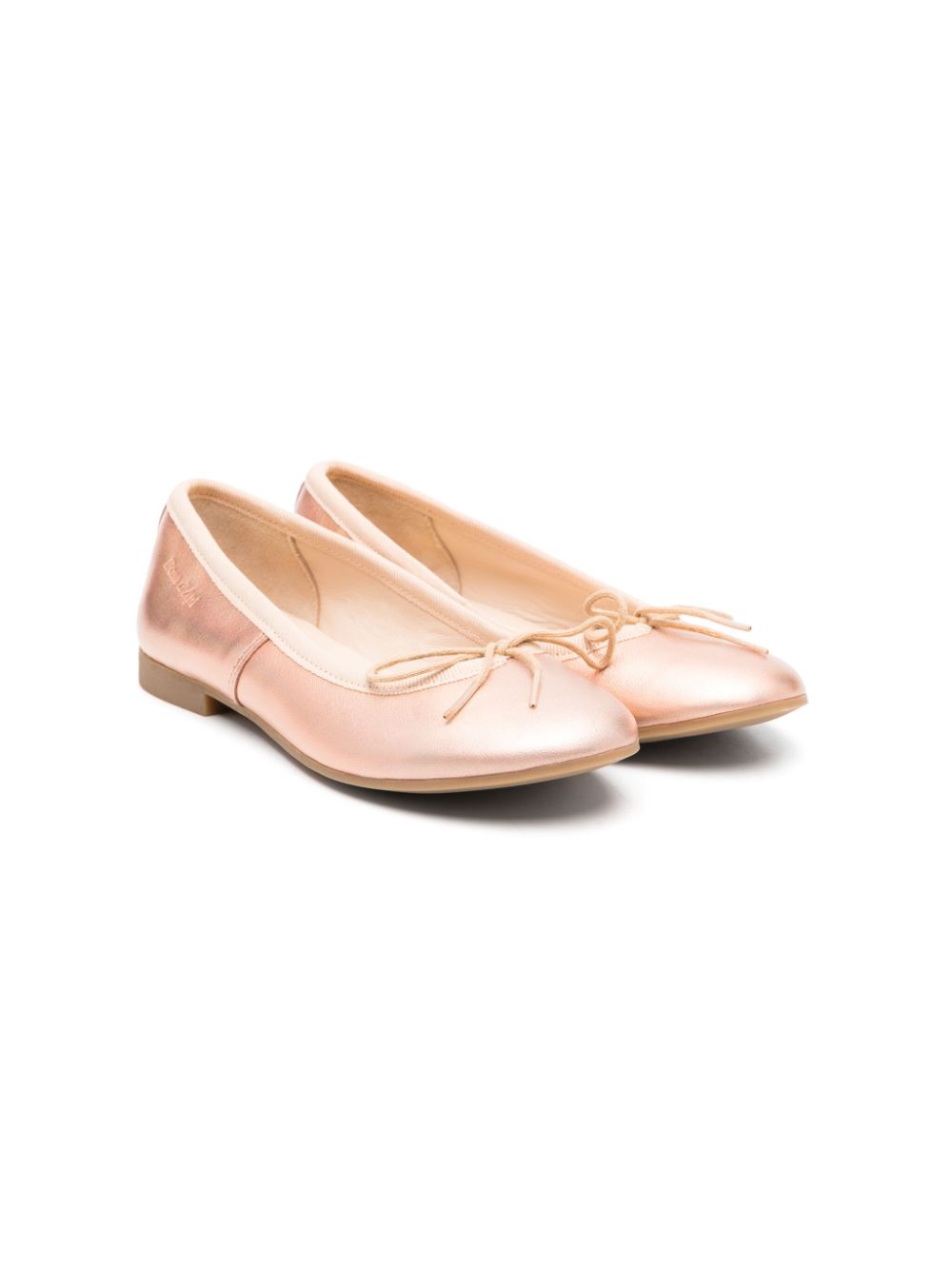 Metallic-effect leather ballerina shoes - Orange