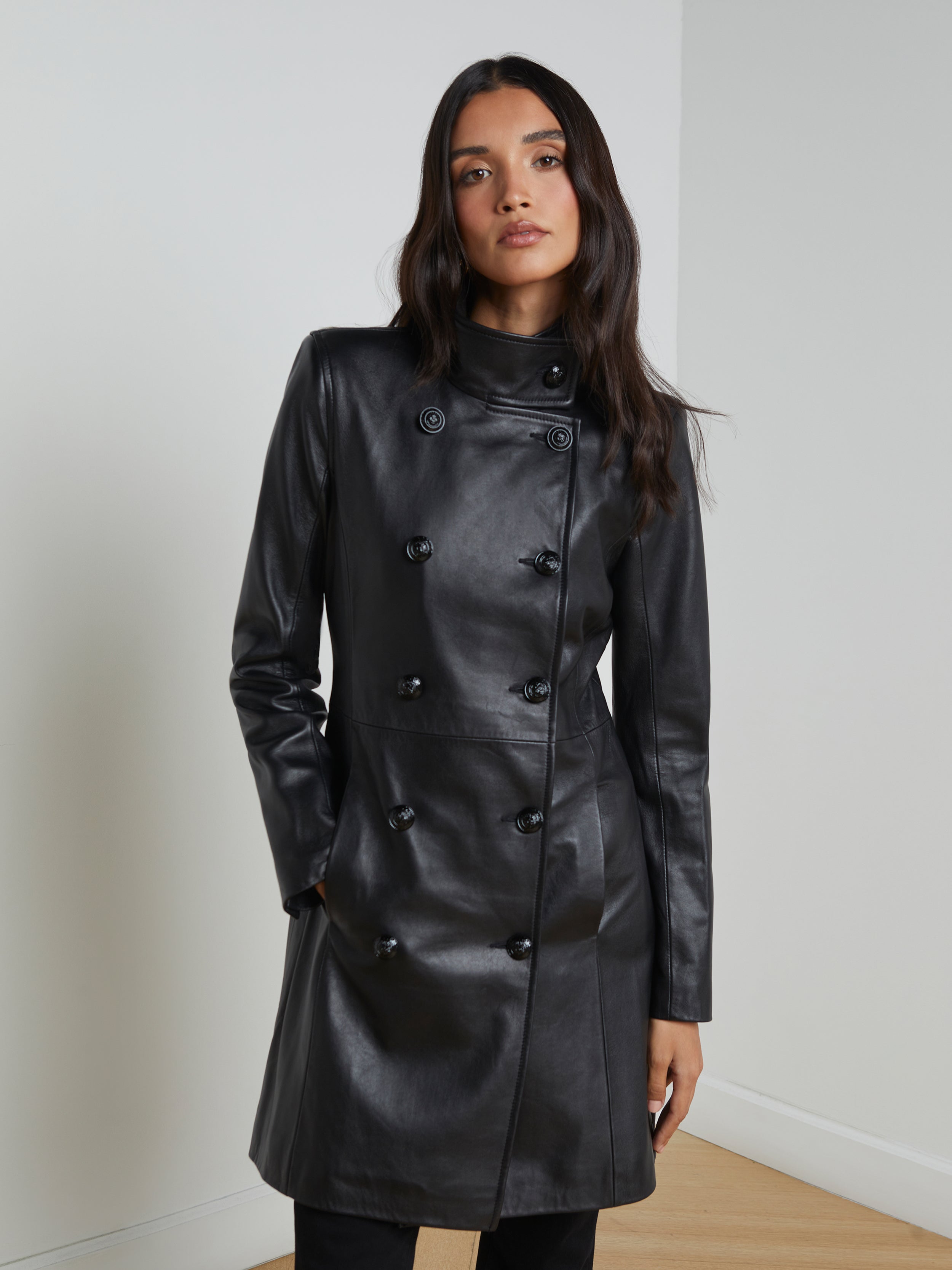 Lyon Leather Coat In Black