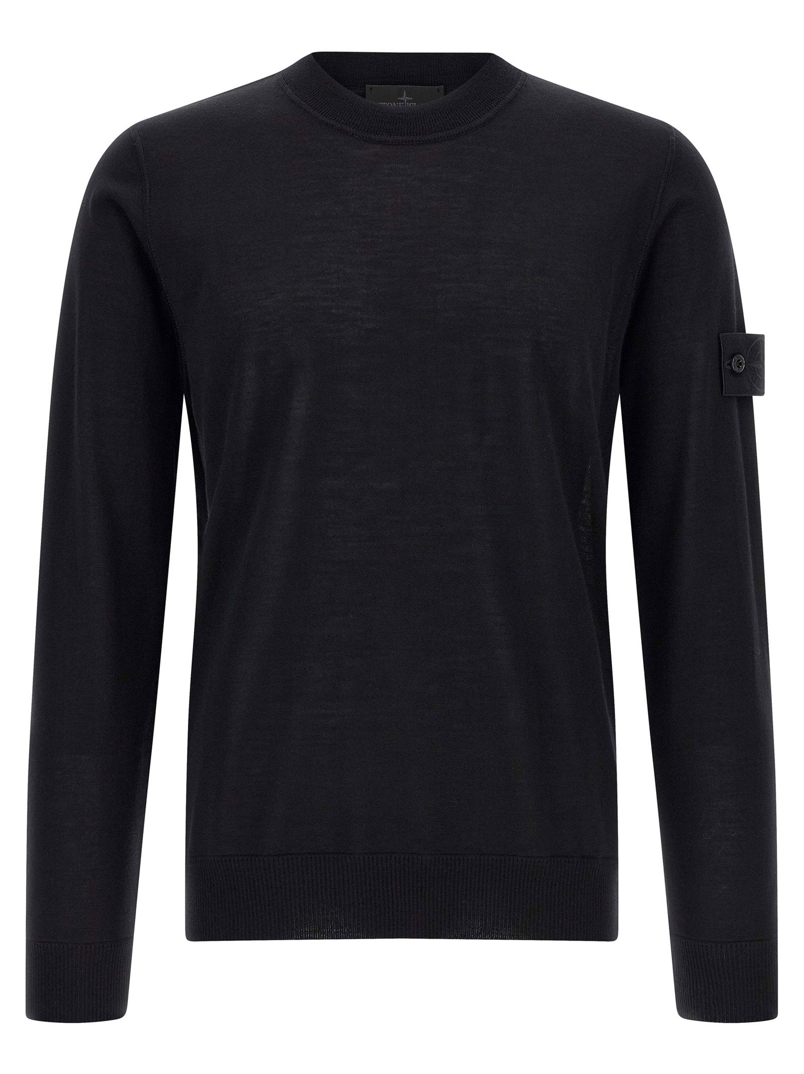 Virgin Wool Crew-Neck Sweater — Black