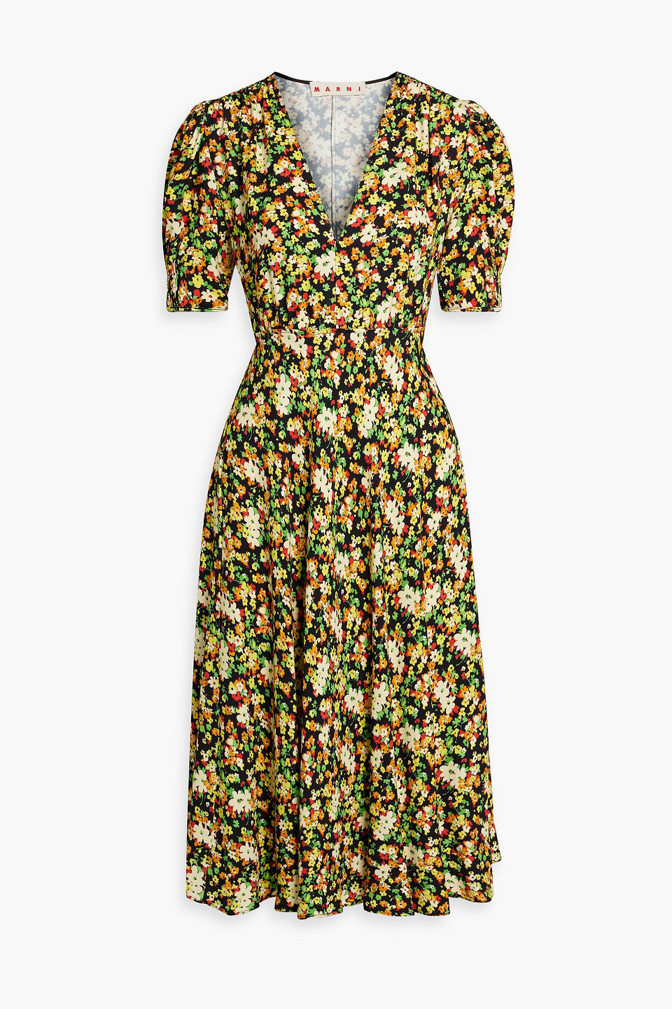 Floral-print crepe midi dress