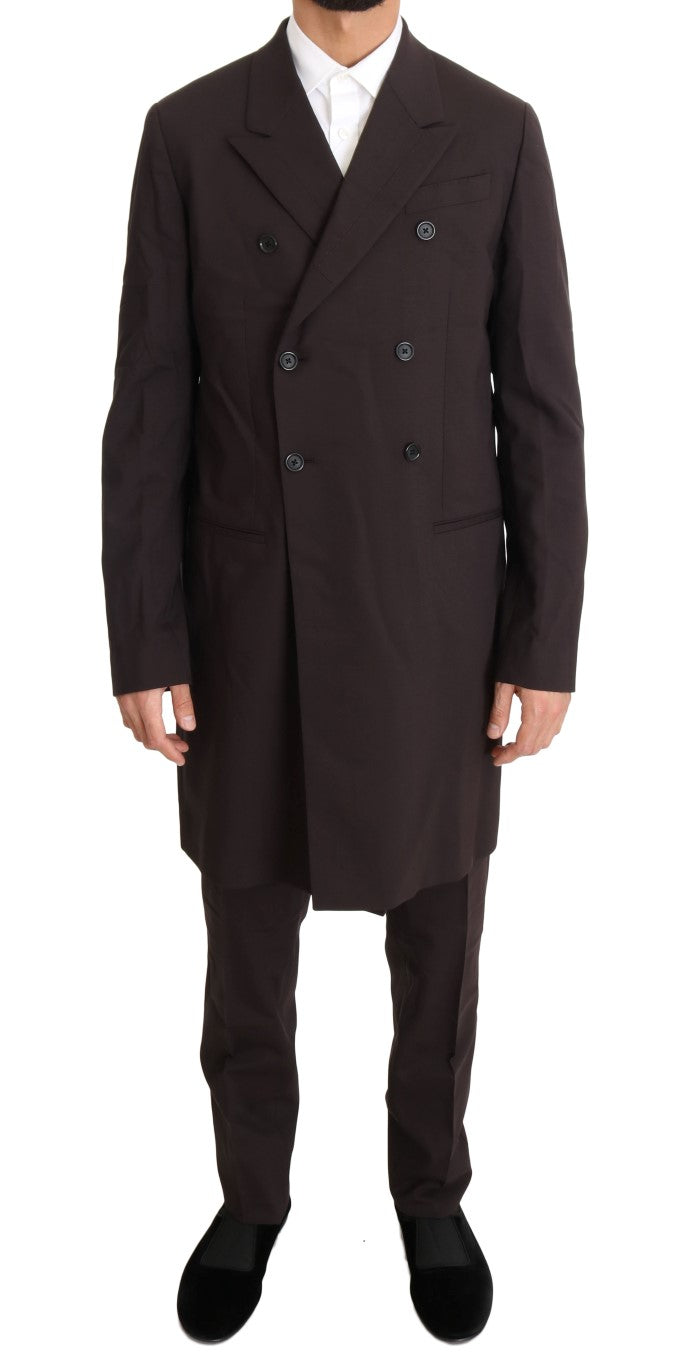 Double-Breasted Wool Stretch Suit — Bordeaux