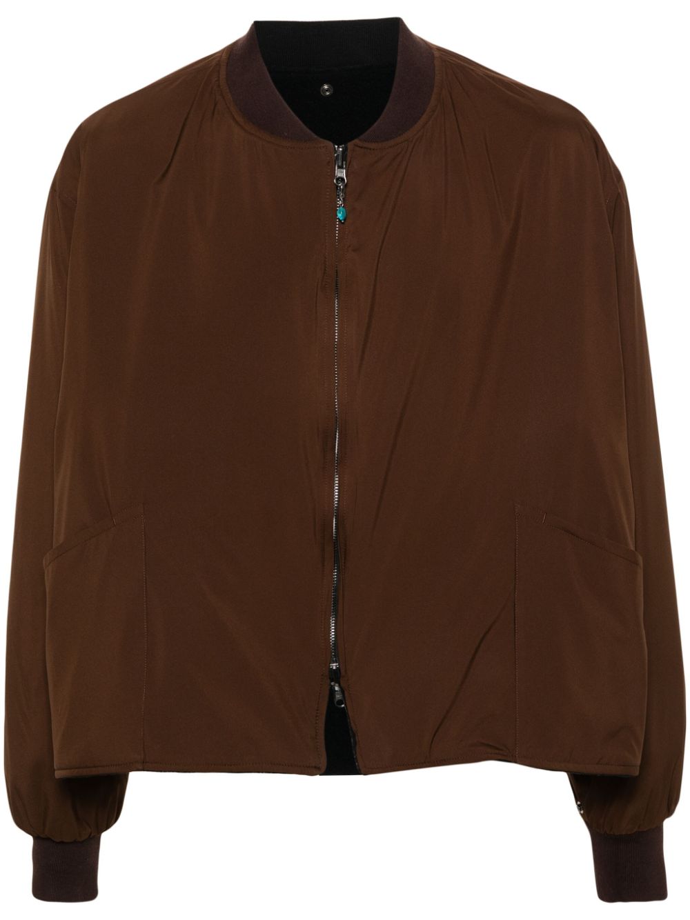 Reversible cropped bomber jacket - Brown