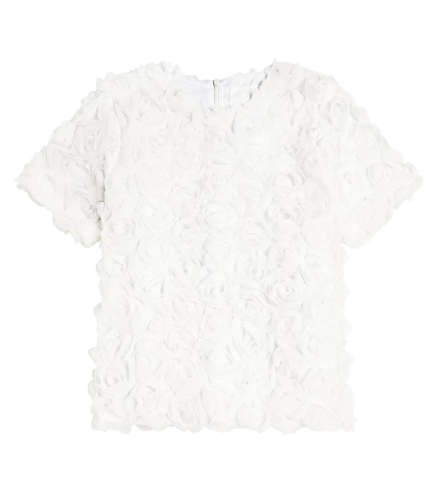 Caroline Bosmans Floral-appliqué flared tulle skirt