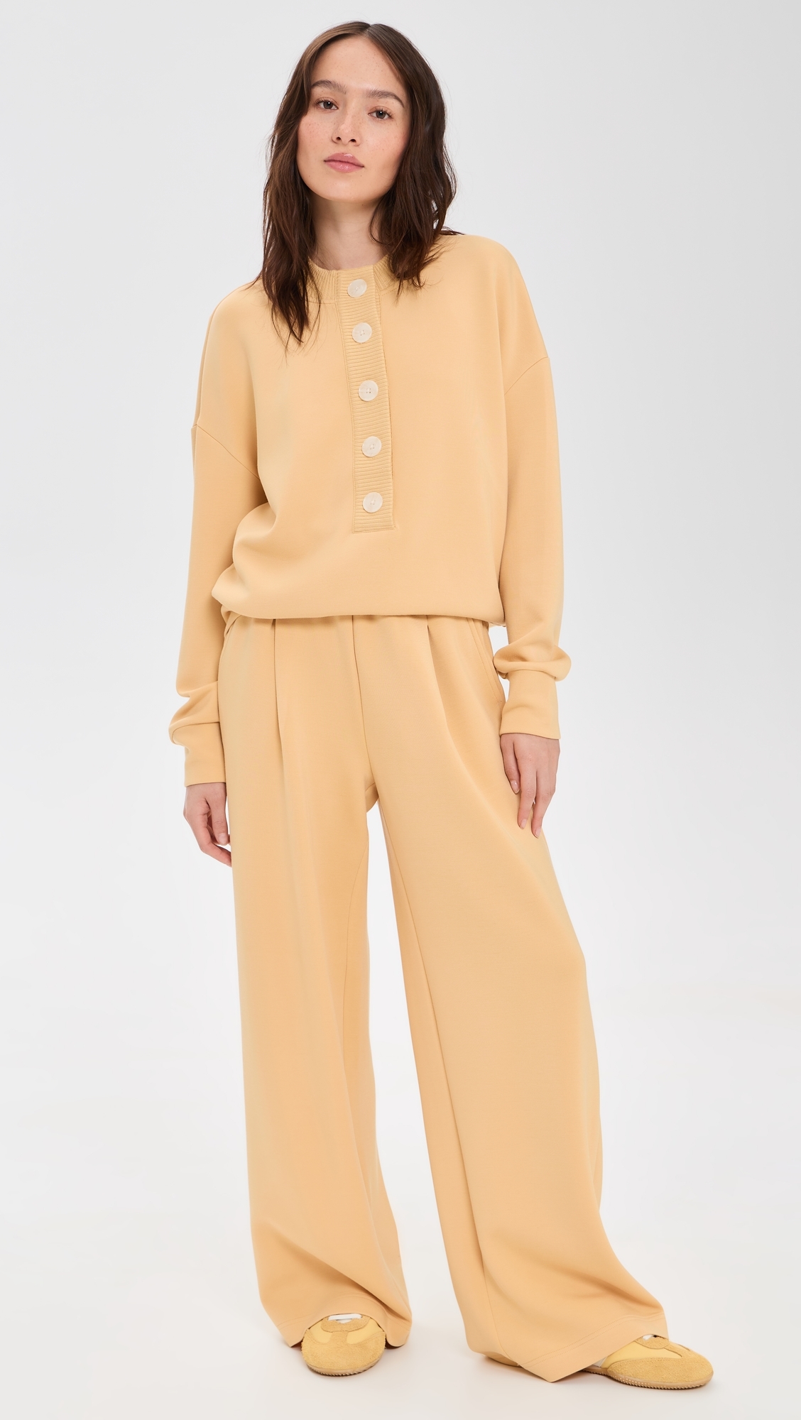Reena Button Front Sweatshirt Sahara Sun