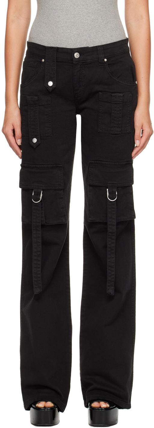 Black cotton cargo pants