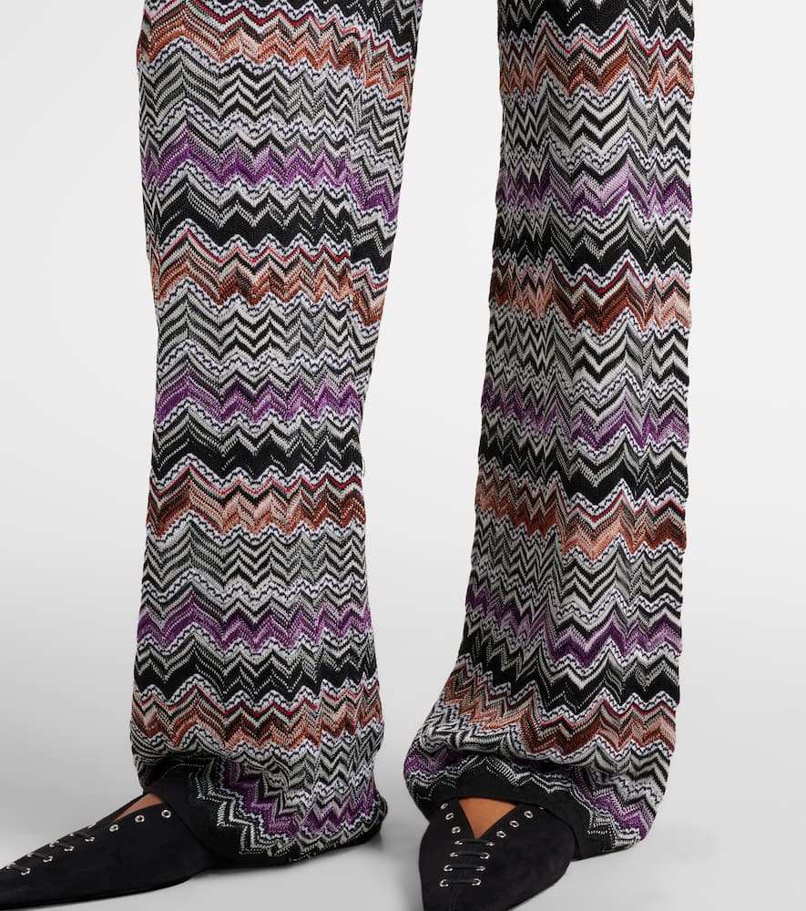 Zigzag knitted wide-leg pants