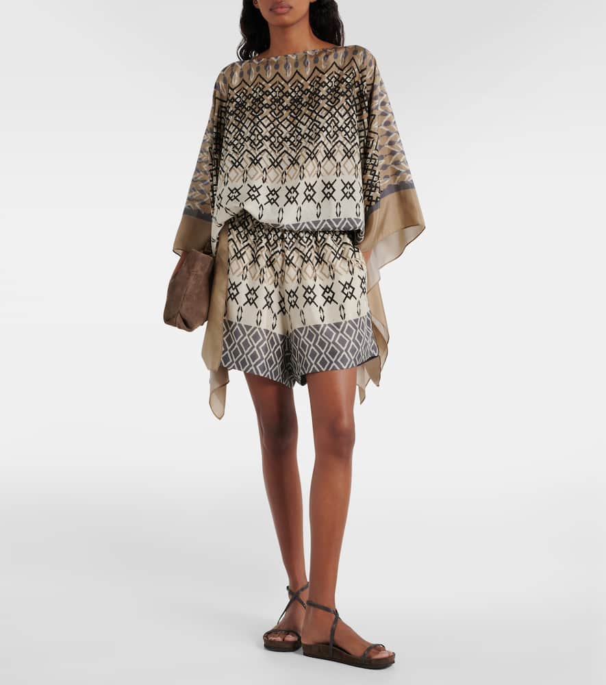 Printed silk shorts