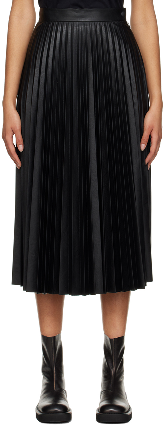 Black pleated midi skirt