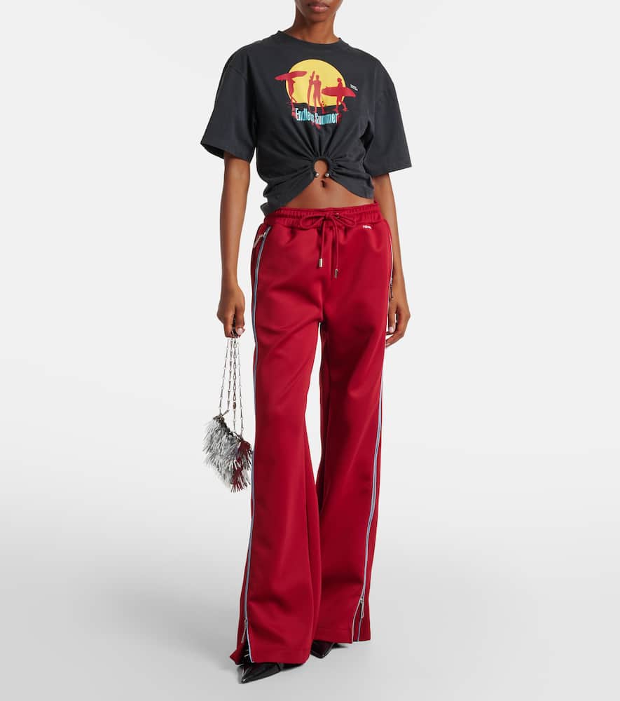 Zip-up jersey track pants