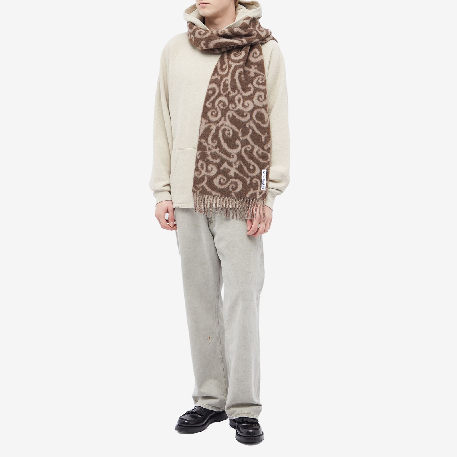 Men's Volf Monogram Scarf in Brown/Beige
