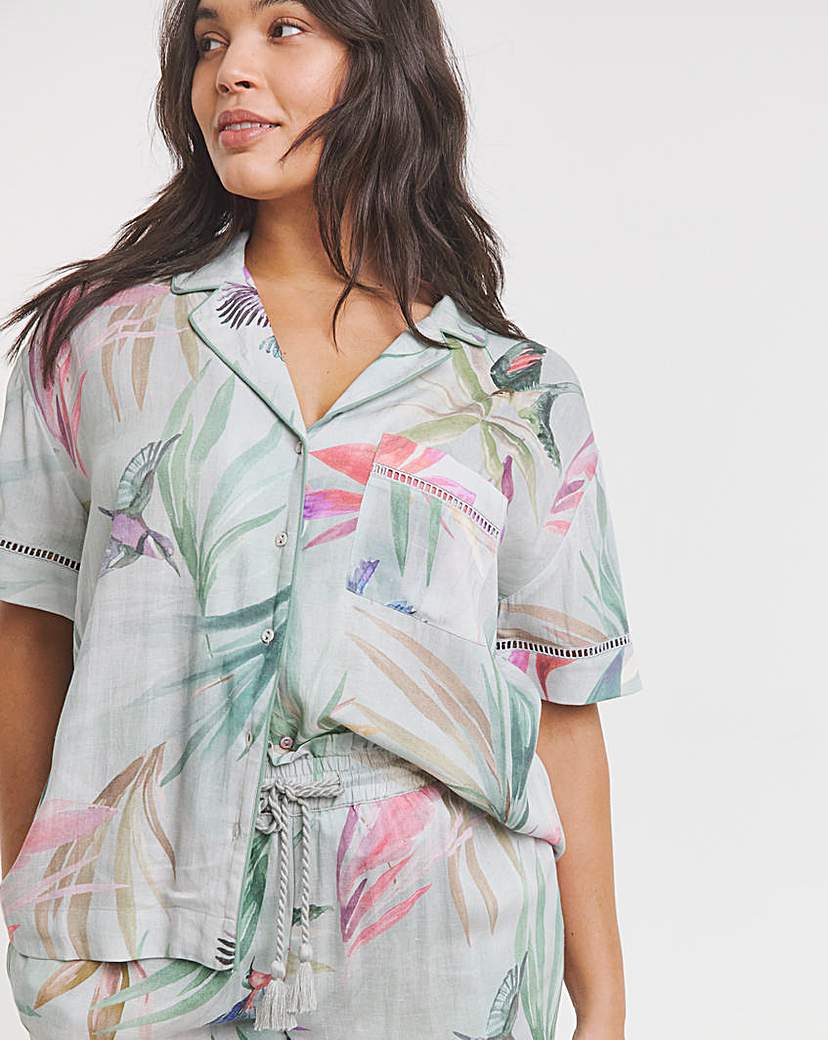 Viscose Linen Blend Revere Pyjama Set