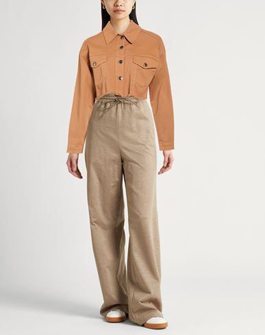 Woman Denim outerwear Camel Size 26 Cotton, Elastane