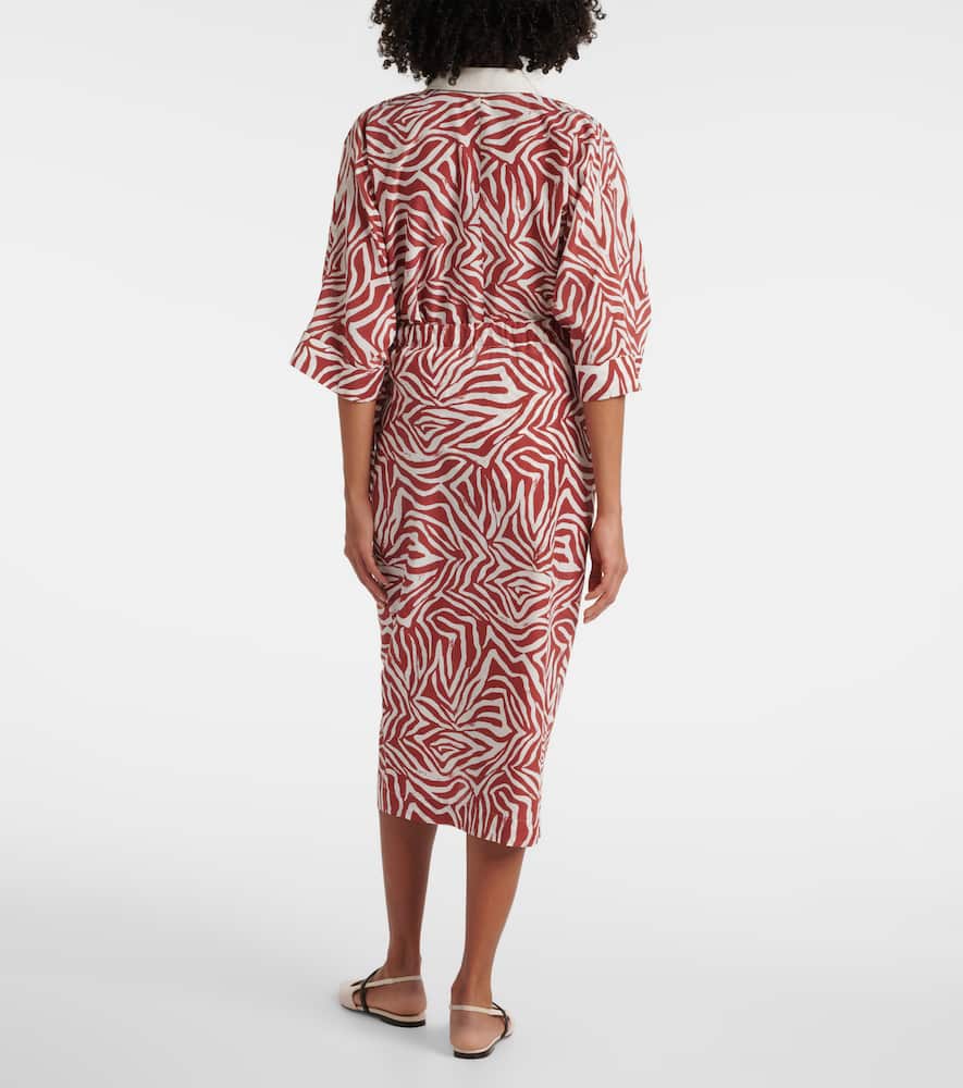 Printed cotton and silk wrap skirt