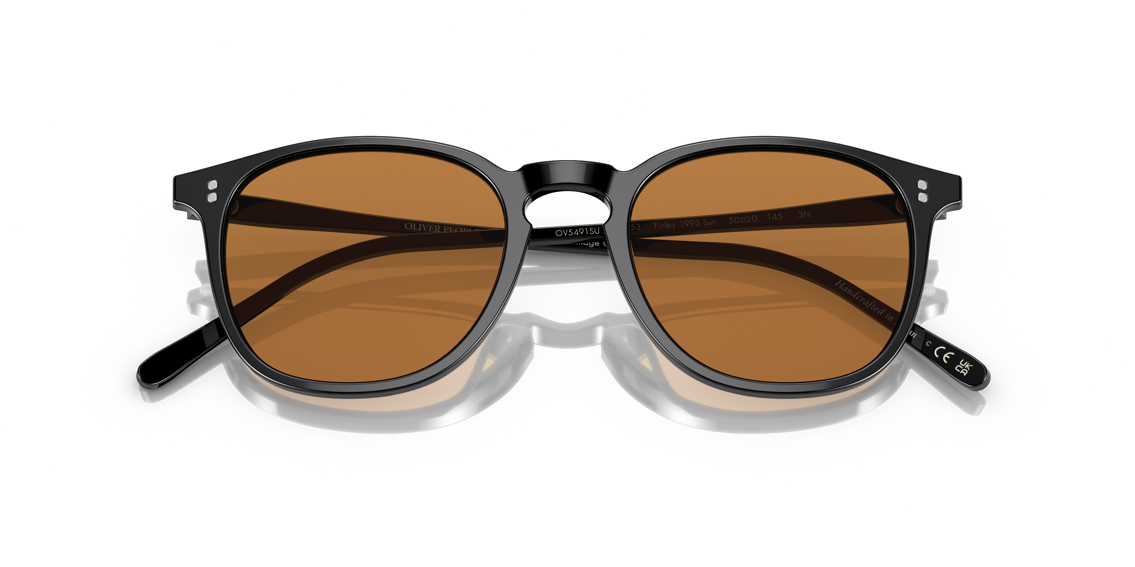 Oliver Peoples Unisex Oliver Peoples OV5491SU FINLEY 1993 SUN 173153 Sunglasses Acetate Black Orange Round Norma