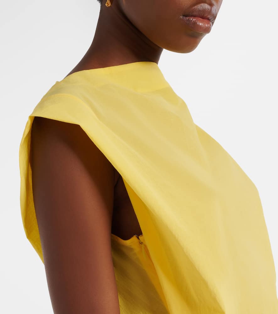 Drap cotton-blend poplin midi dress