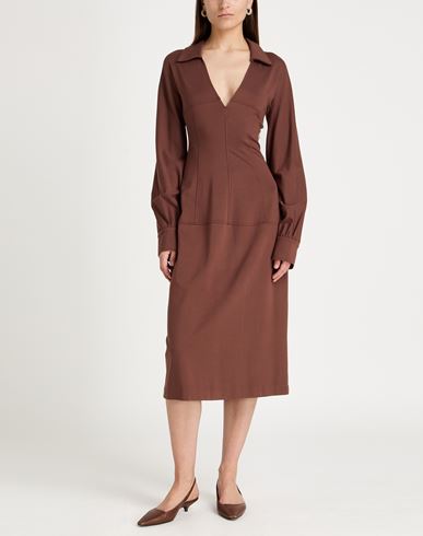 Woman Midi dress Brown Size 10 Viscose, Polyamide, Elastane