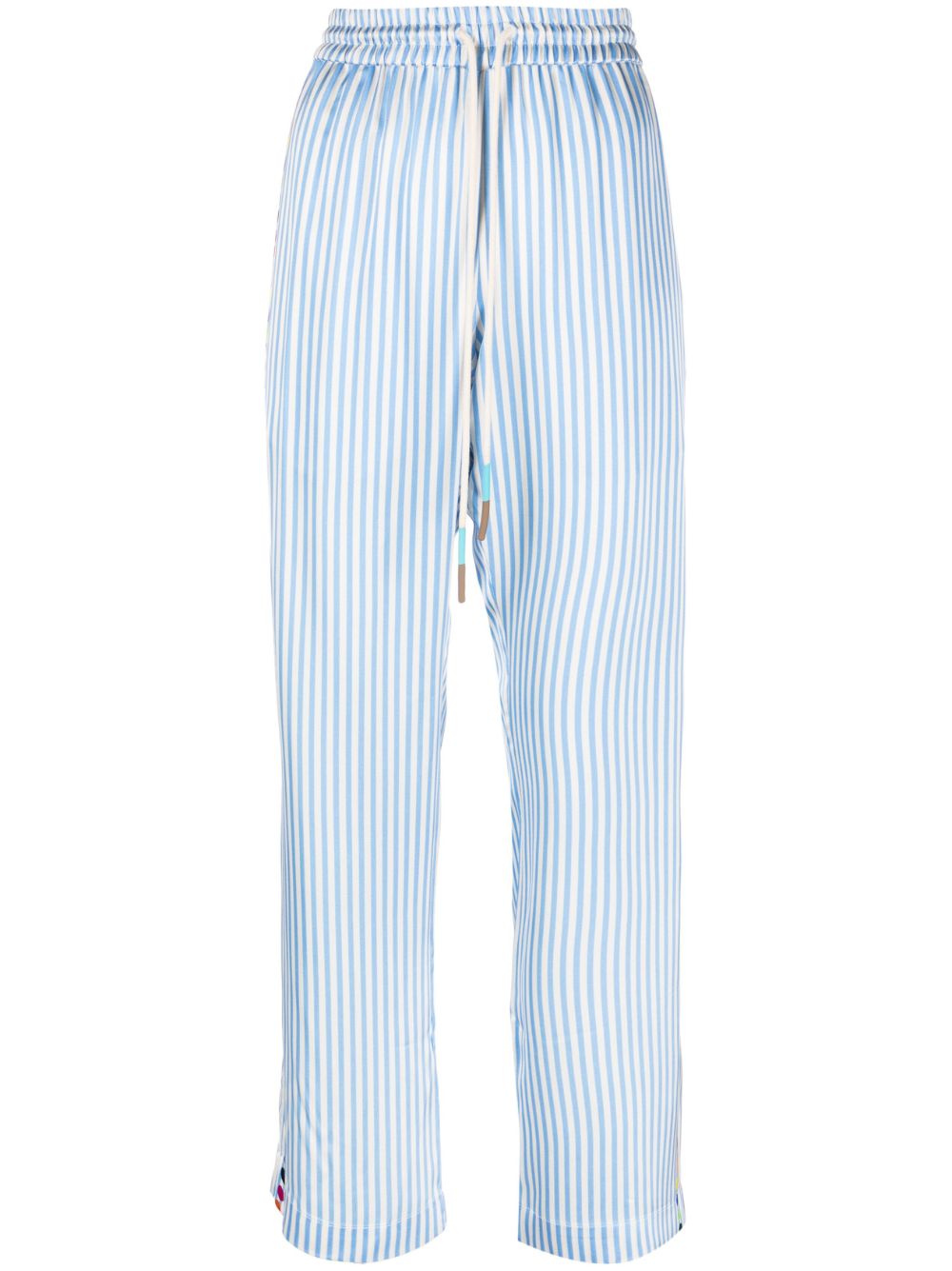 X Javier Calleja striped satin trousers - Blue
