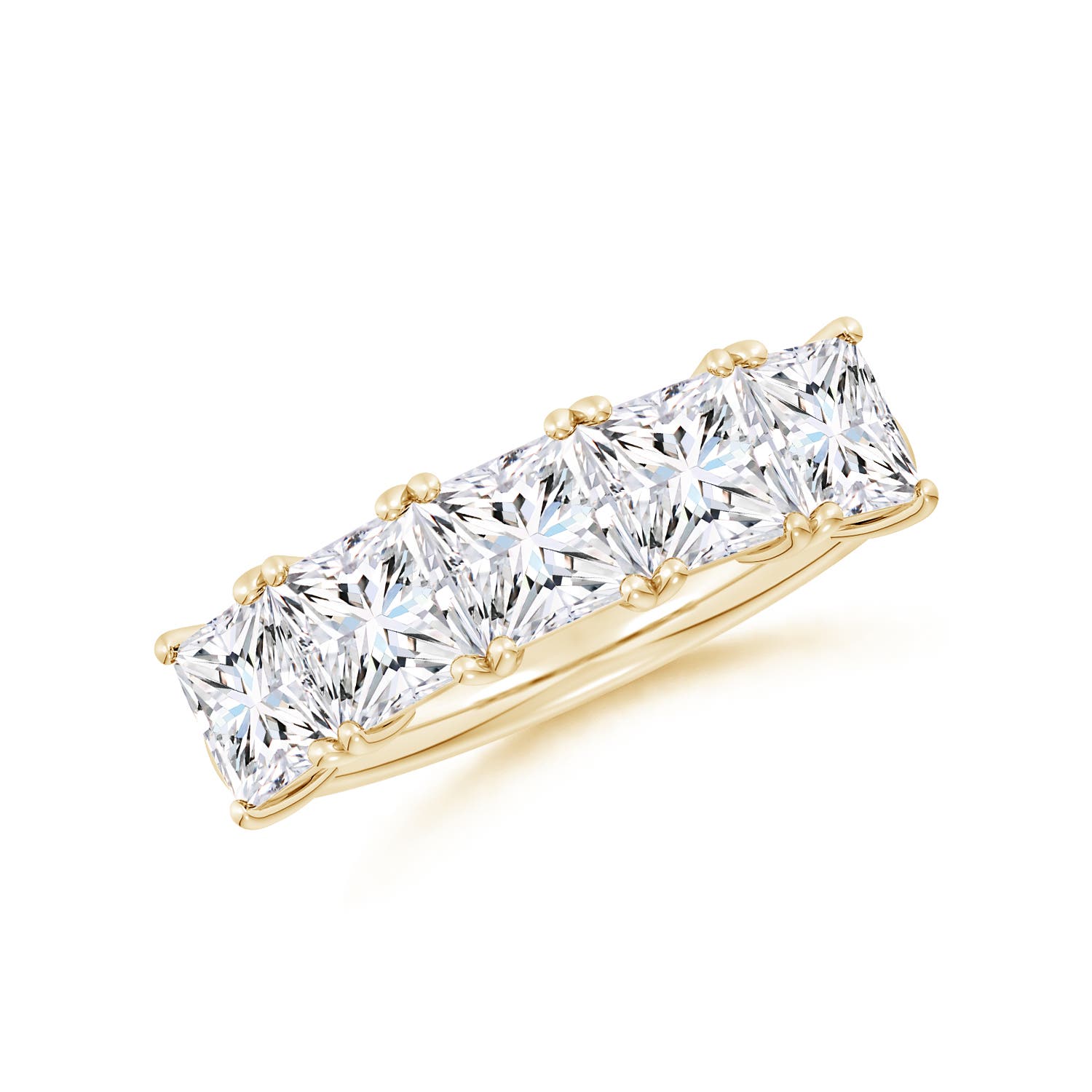 Angara 3.5 CTW Lab-Grown Princess-Cut Diamond Five Stone Classic Anniversary Ring in 14K Yellow Gold
