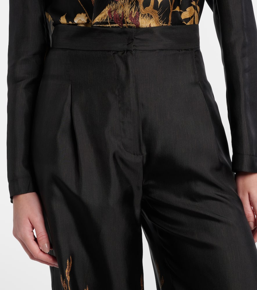 Mappa printed high-rise silk wide-leg pants