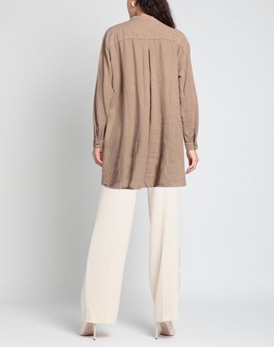 Woman Shirt Camel Size 10 Linen