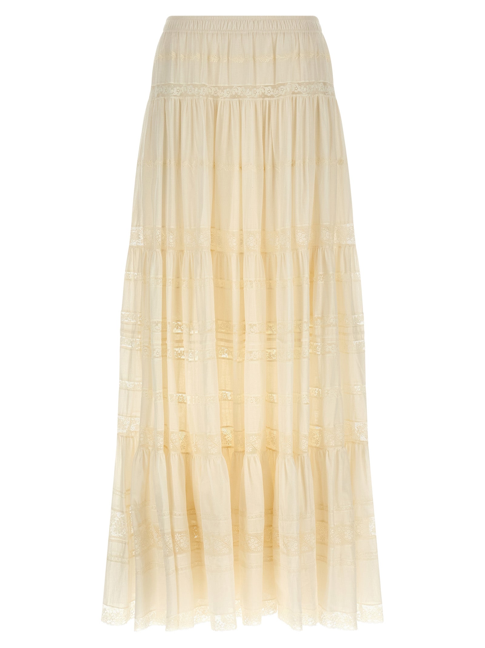 Lace-Trimmed Cotton Skirt — White