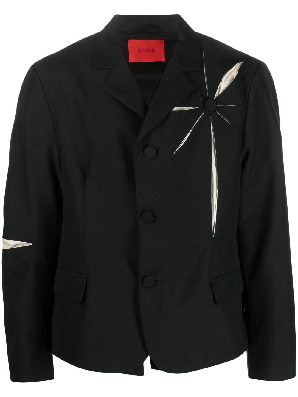 Floral-detail single-breasted blazer - Black