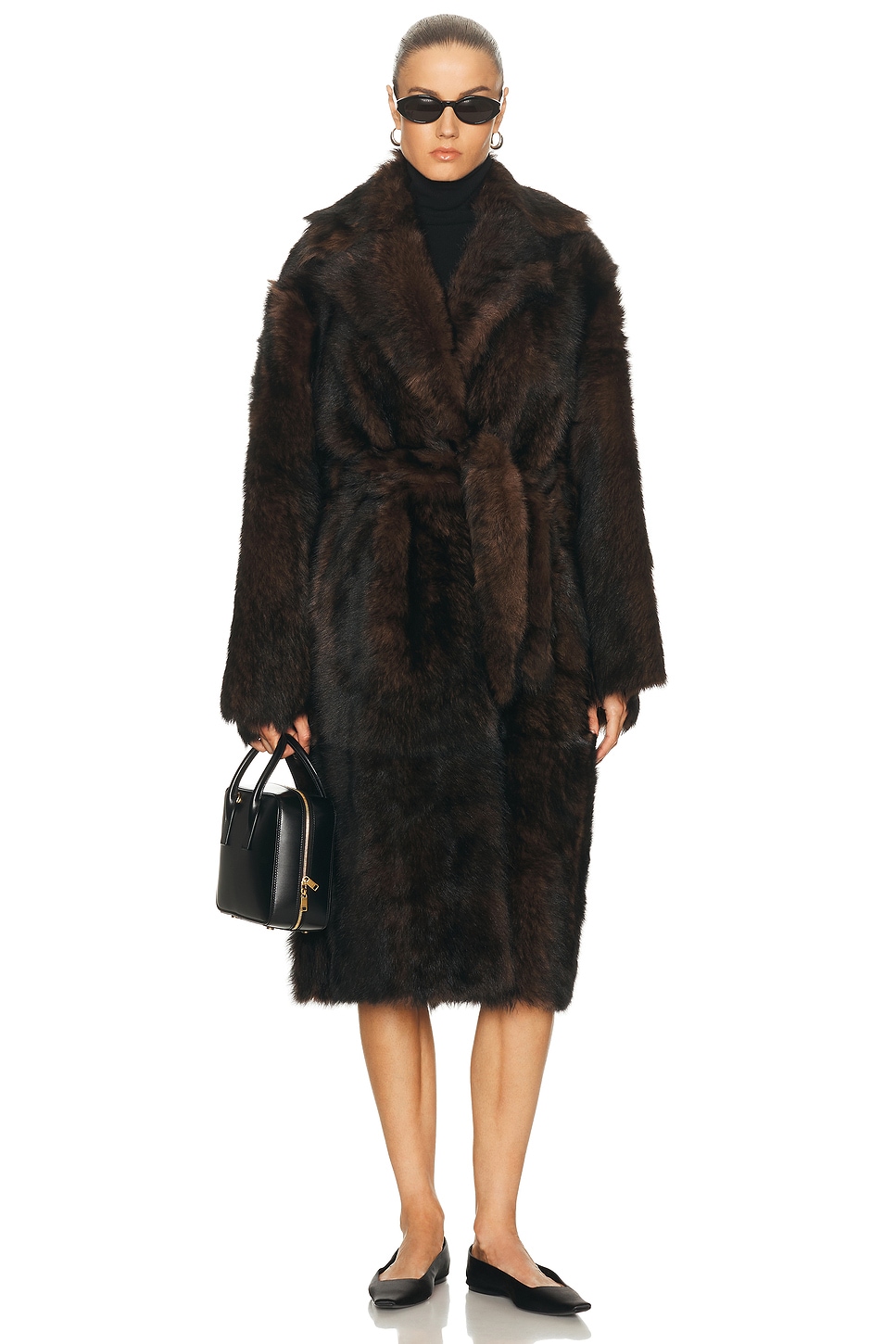 NOUR HAMMOUR Uma Coat in Brown Marble - Brown. L also in M, S