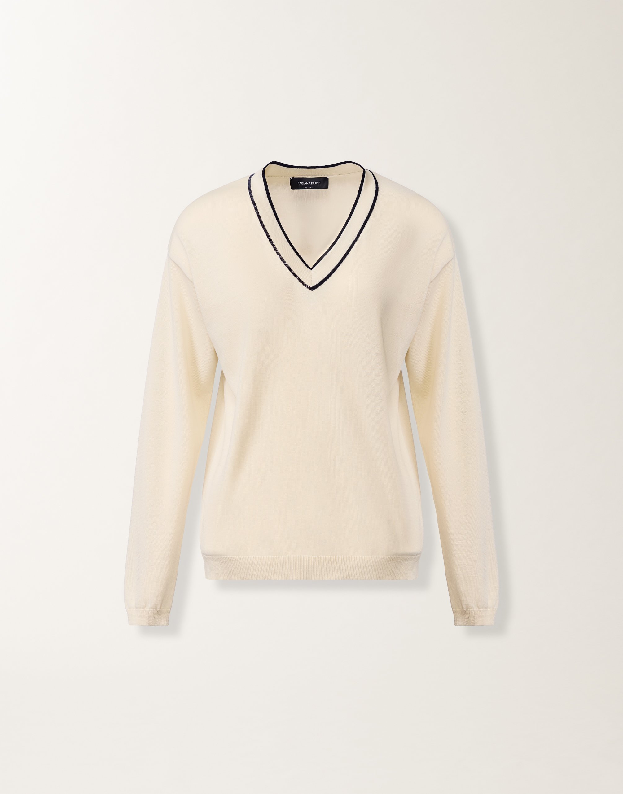 Sweater in organic cotton, butter and midnight blue