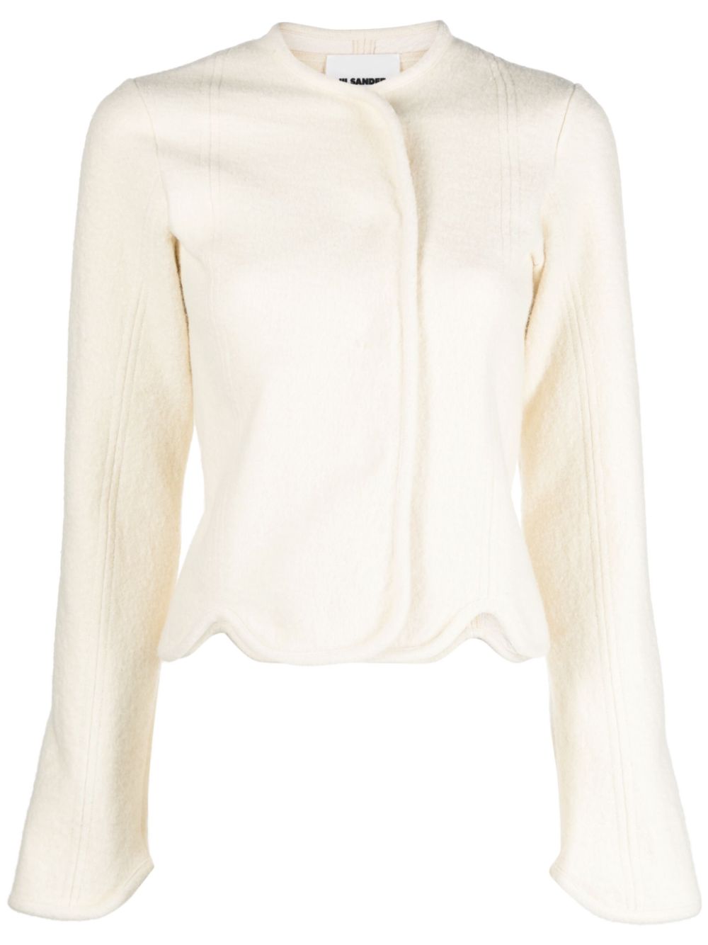 Off-centre cotton-wool blend jacket - Neutrals