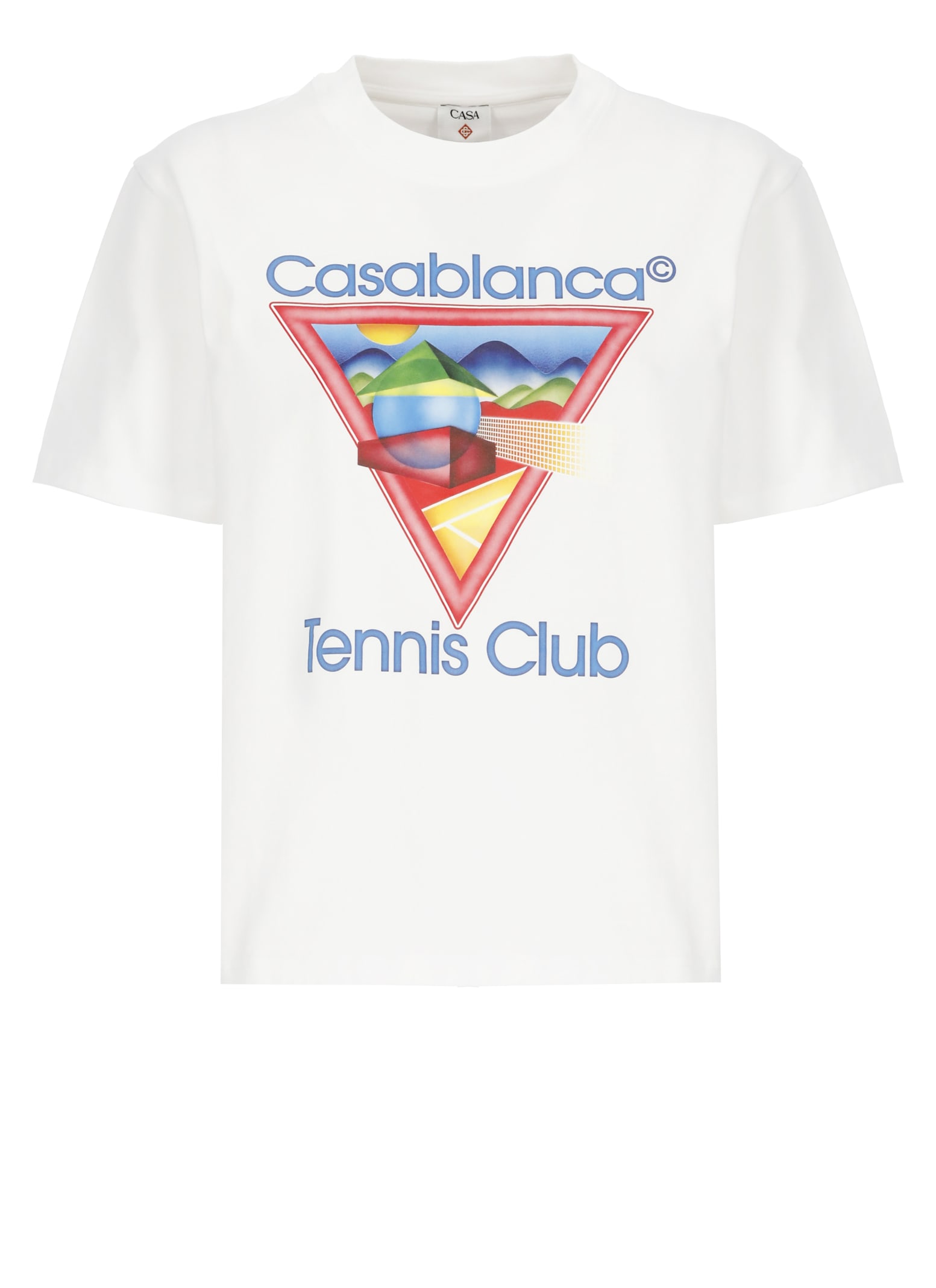 Tennis Club Icon triangle-print T-shirt - White