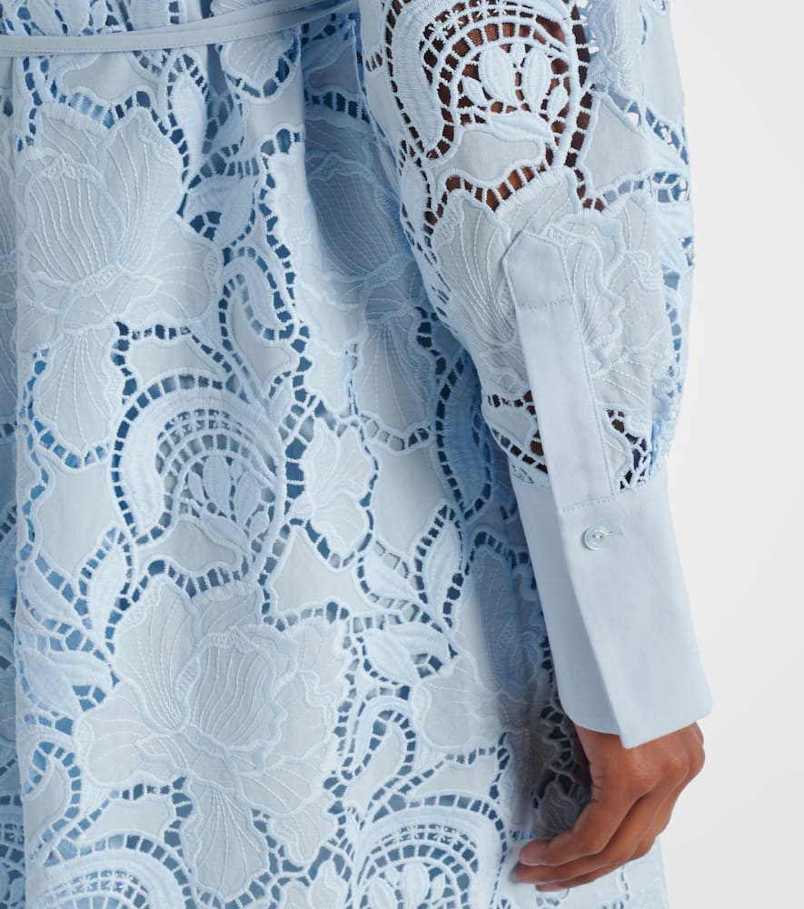 Laser-cut cotton shirt dress