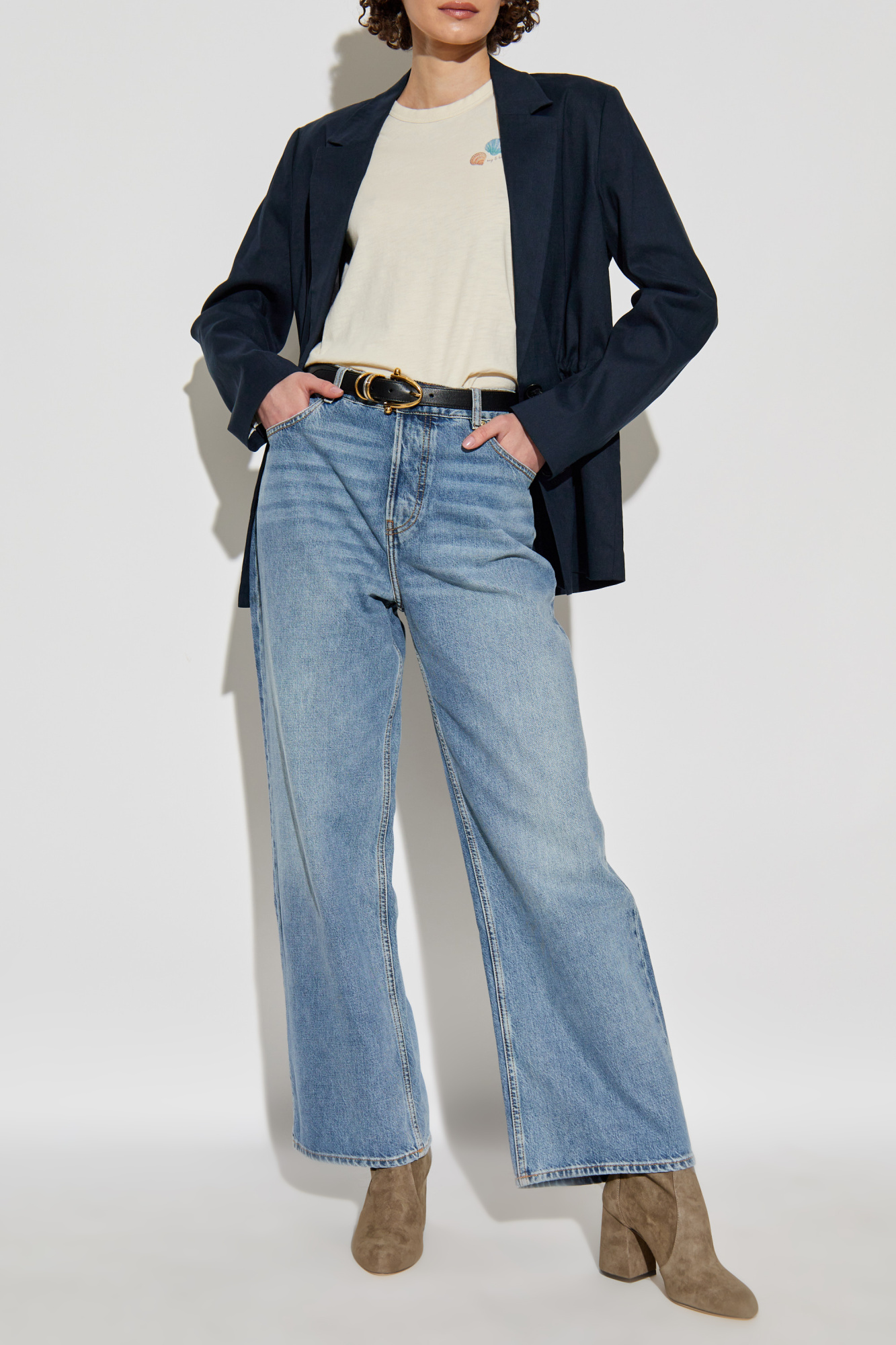 Rag & Bone  Blazer With Open Lapels, Women's, Navy Blue