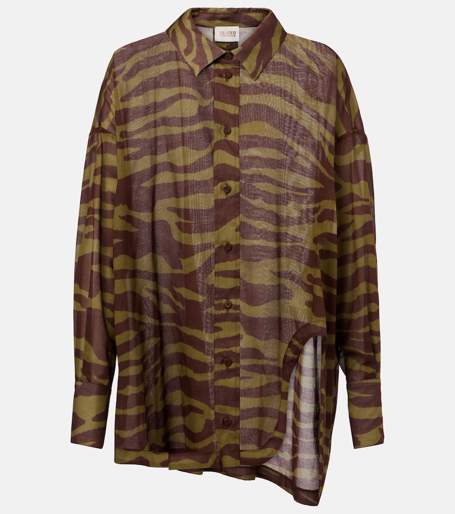 Zebra-print cotton muslin shirt