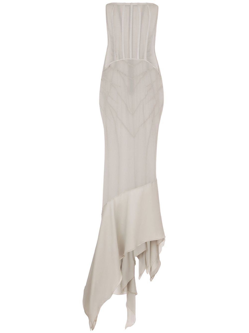 KIM DOLCE&GABBANA asymmetric sheer floor-length dress - Neutrals