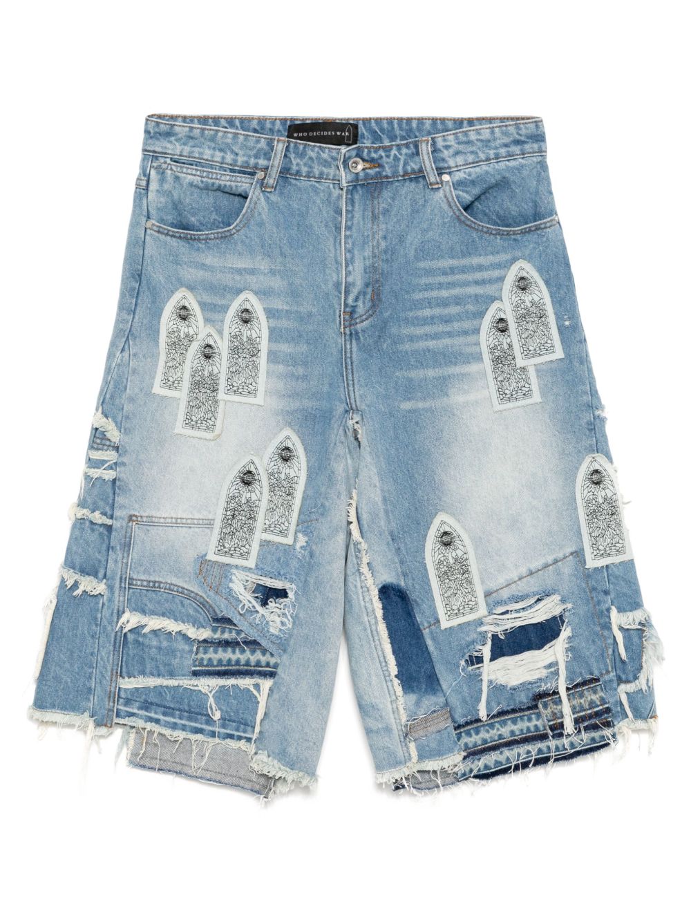 Who Decides War arch blowout denim shorts - Blue