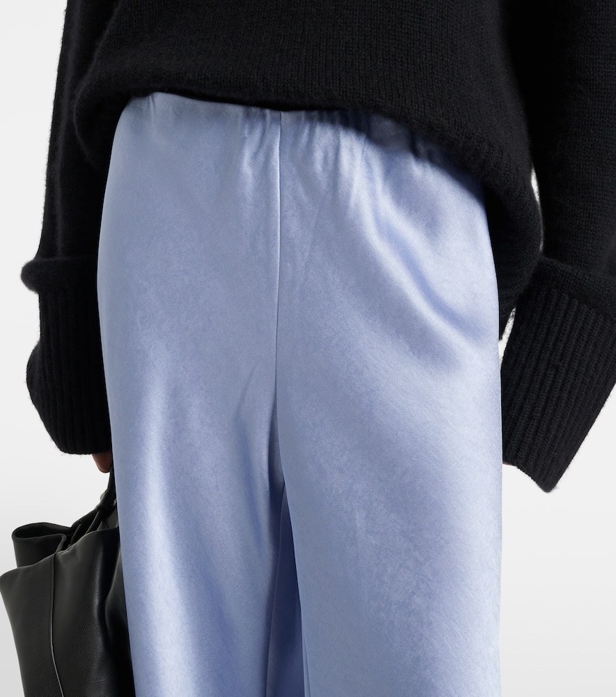 High-rise satin wide-leg pants