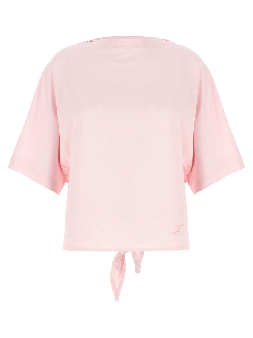 Pink Solid Boat Neck T-Shirt