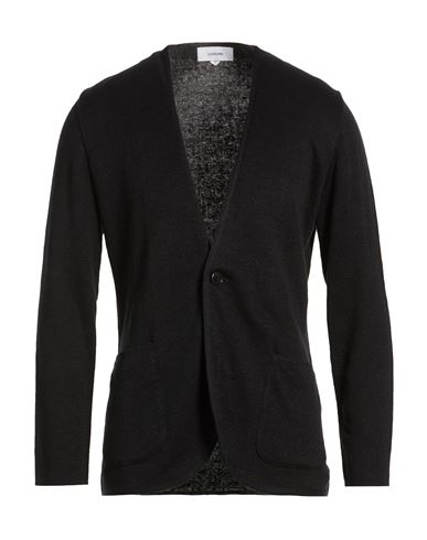 Man Cardigan Black Size M Linen, Cotton