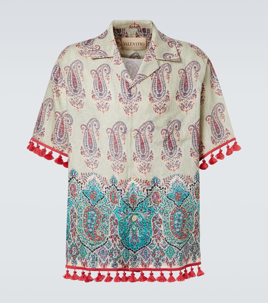 Paisley linen bowling shirt